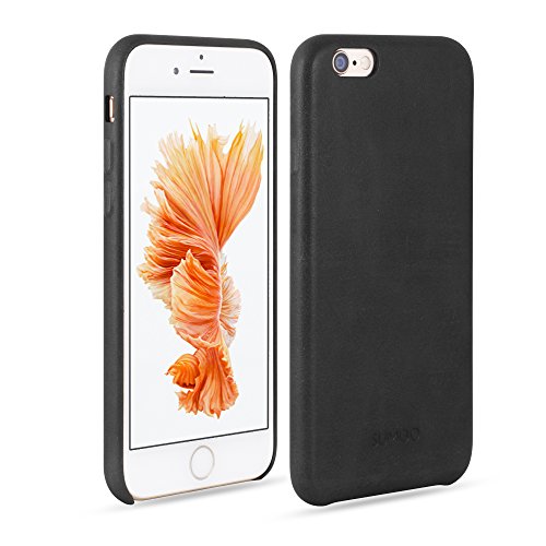 SUMGO® Apple iPhone 6, 6s Hülle echt Leder Schutzhülle Hard Cover Back Case Tasche – in Schwarz - 2