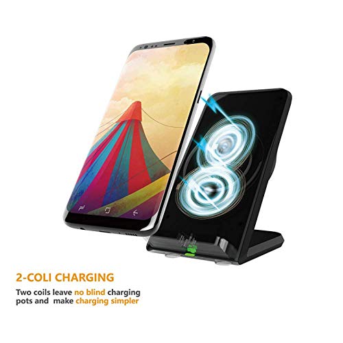 MTK Wireless Charger, Smart Fast Wireless Charger, Self-Contained Cooling Fan, Support Samsung S9, S9+, S8, S8+, S7, S7 Edge, Note8, Note5, S6 Edge+, Iphone8, 8Plus, X