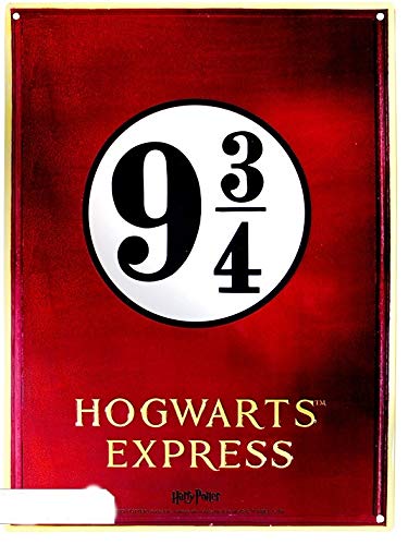 Placa metal Harry Potter. Plataforma 9 3/4