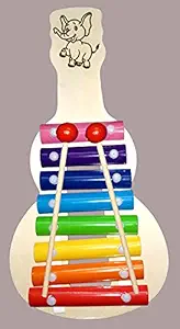 woodykraft guitar wooden xylophone musical toy for children with 8 note (big size) - pack of 1- Multi color