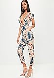 V-neck pants fashion sexy deep-printed Siamese pants,L