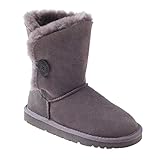 Material: piel de oveja, lana OZwear UGG Una Hebilla de Botas de Nieve Pareja Caliente de Tubo Medio Gris AU 8L/EU 39/ US8/ UK6