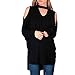 Produktbild Bluse Damen Btruely Langarm Shirt Pullover Gemütlich Rundhals Tops Elegantes T-Shirt Trägerlos Oberteil Übergroß (L, Schwarz)