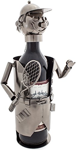 BRUBAKER Flaschenhalter Tennisspieler Metall Skulptur mit Geschenkkarte - 2