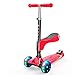Produktbild WYQ Kinderroller ab 2 Jahre Junge, Mit Sitz Tretroller, Sitz kann entfernt Werden, verstellbare Griffe, breiter Plattform mit Blinkendes Rad (Farbe : Red, größe : 58cm × 26.5cm × 69cm)