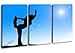 Produktbild Silhouette einer Frau beim Yoga im Format: 3-teilig 120x80 als Leinwand, Motiv fertig gerahmt auf Echtholzrahmen, Hochwertiger Digitaldruck mit Rahmen, Kein Poster oder Plakat