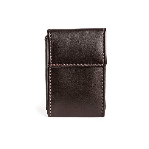 Preisvergleich Produktbild Mini-Herrenbrieftasche aus echtem Nappaleder, mit Münzfach und Geldscheinfach, klein, für Jackentaschen, von DV Dunkelbraun