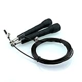 Profi Springseil (AUSVERKAUF!) für Sport & Fitness - Speed Rope, Hüpfseil, ideal für Boxen, Crossfit – verstellbares Springseil, Stahlseil, Kugellager + Tasche zur Aufbewahrung
