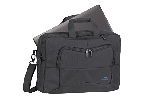 RIVACASE Tasche für Laptops bis 16“ – 2in1 Werwandelbare Notebooktasche/Rucksack mit Trolley Befestigung – Schwarz - 11