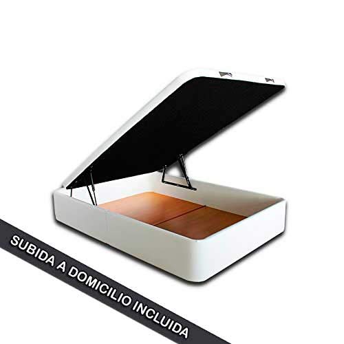 Ventadecolchones - Canapé Abatible Serena Gran Capacidad Tapizado en Polipiel Blanco Medidas 120 x 190 cm