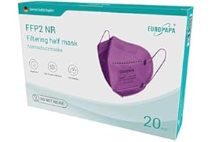 EUROPAPA 20x FFP2 Purple Masks Respirator Mask 5-Layer Dust Masks Hygienically Individually Packed Body Certified EN149:2001+A1:2009 Mouth Mask EU2016/425