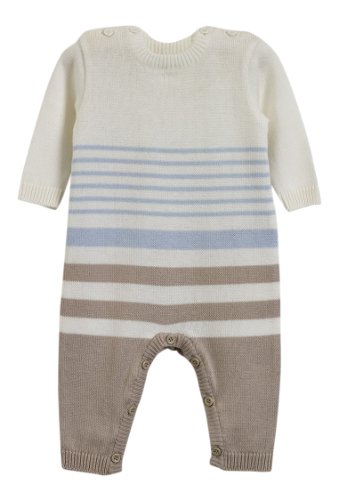 Natures Knits Stripe All In One Blue&Mink Striped 3-6months Organic Cotton Baby Suit