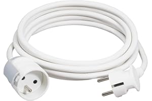 Legrand - Rallonge pour une fiche avec terre - plastique - 5m avec accroche - Blanc
