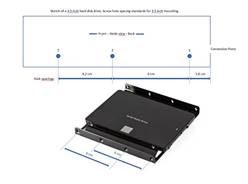 Poppstar Einbaukit, HDD SSD Einbaurahmen und Halterung für interne 2,5 Zoll Festplatten, inkl. Schrauben, Sata 3 Daten und Stromkabel - 3