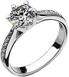 Accessories of Envy - Platinum Look 1.25ct Simulated Diamond, 99.5 Silver, Engagement Wedding Ring (Q)