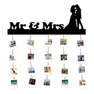 PAPER PLANE DESIGN Photo Frame Collage Hanging Display Organizer with Clips for Wall Decor (Mr & Mrs)