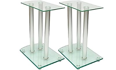 VIDAXL Lot de 2 reposes enceintes supports pieds en aluminium et verre