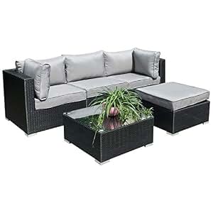 Amazon.de: Hansson Polyrattan Lounge Sitzgruppe ...