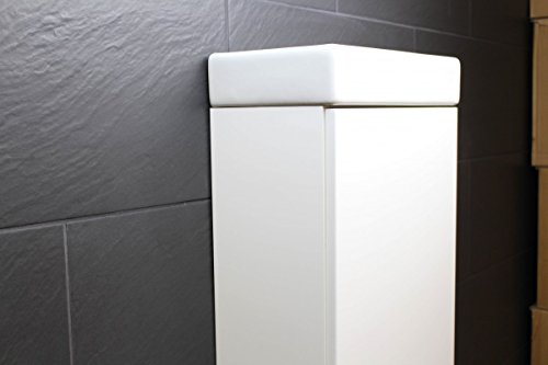 Galdem Bad-Set CUBE Gäste WC Set Gästebad Badmöbel Waschbecken Unterschrank Keramikwaschbecken Waschtisch Spiegel Beleuchtung Softclose Weiß Hochglanz - 5