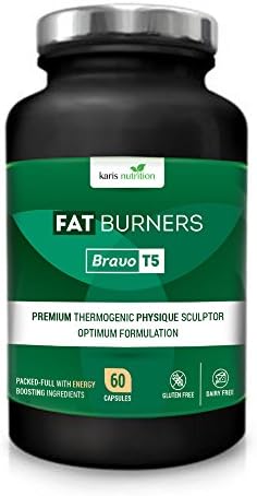 Bravo T5 Fat Burners Dietary Supplement- Thermogenic Weight Loss Supplement- All-Natural Ingredients- Energy Booster- Appetite Suppresser – Gluten and Dairy Free- 60 Capsules Pack