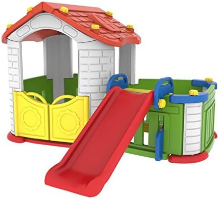 Sunshine Childrens Modular Playhouse with Garden Play Pen &amp; Kids Slide