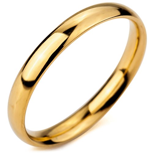 MunkiMix Ancho 3mm Acero Inoxidable Anillo Ring Banda Venda Oro Dorado Tono Alianzas Boda Talla Tamaño 20 Hombre,Mujer