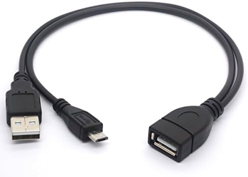 Micro USB Cable, Micro USB Male To USB Female Host OTG Cable with USB Power Enhancer Hub Adapter USB Y Splitter Extension - 30CM