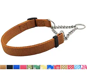 MayPaw Martingale Slip Dog Collar, Stainless Steel Chain No Pull Nylon Choke Collar for Medium and Large Dog Training