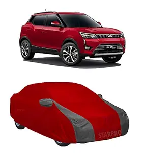 NEXTON All Weather Protection & Semi Waterproof Car Body Cover for Mahindra XUV 300 with Mirror Slots (Red & Grey Design)