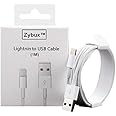 ZYBUX ZybuxTM Turbo Charging & Data Sync USB Cable Compatible For iPhone 6/6S/7/7+/8/8+/10/11/12/ Air/Mini/iPod and iOS Devices (White)