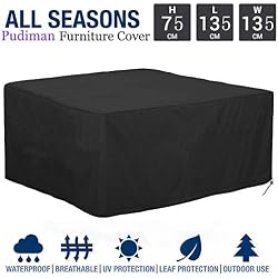 Hitasche Housse pour Table de Jardin, Housse de Protection Bâche Imperméable pour Meubles Jardin et Hivernage Mobilier Salon de Jardin 135 x 135 x 75cm