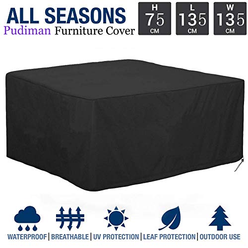 Hitasche Housse pour Table de Jardin, Housse de Protection Bâche Imperméable pour Meubles Jardin et Hivernage Mobilier Salon de Jardin 135 x 135 x 75cm