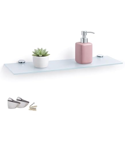ib style® Étagère murale en verre 6mm clair salle de bain plaque + Clip