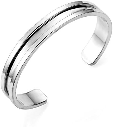 Stainless Steel Cuff Bangle Hair Tie Bracelet for Women Band Elegant (Silver)