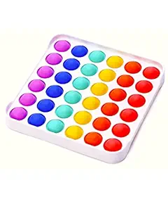 RABBITTOM Pop It Fidget Toys, Big Push Game Bubble Sensory Toy, Autism Special Needs Silicone Stress Relief Simple Dimple Toys Gifts for Girls, Boys, Kids, Adults (Square White) POP with Hard Board Frame Silicon Satisfying Relaxing dimple Kids Girls Boys Adult