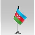 BPA® AZERBAIJAN FLAG Compact Table Flag with Stand Elegant Desk Decor (22x10cm)