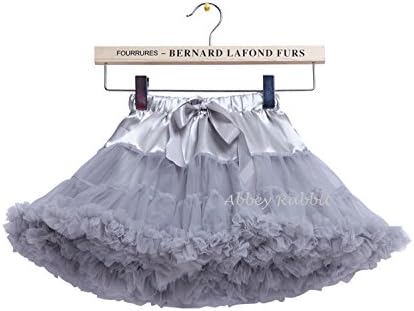 Girls Fluffy RARA Skirts Pettiskirts Tutu Princess Party Skirts Ballet Dance Wear 12M-8 Years (Grey, S)