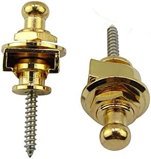 Alohha Security Straplocks Good Quality Strong Metal Guitar Strap Lock Suitable for Electric, Acoustic &amp; Bass Guitars Set of 2 (Gold)