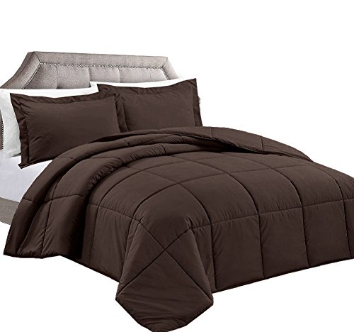 Clara Clark all Season Down Alternative Comforter/Duvet, Full/Queen, Marrone Cioccolato