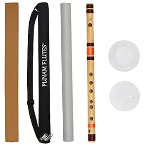 Punam Flutes G Sharp Small Right Hand Bamboo Flute Bansuri Size 12 Inches