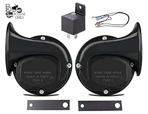 B.K ACCESSORIES Skoda Type wind tone Horn with Relay(12V) | Universal Fitting All Car Models