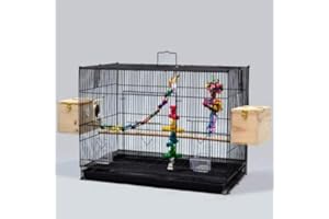 RELOVE Gabbia per Uccelli in Metallo con Posatoi e Ciotole per Cibo, Voliera per Canarini e Pappagallini