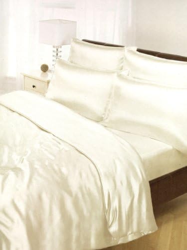 SATIN Sheet set 6pc DOUBLE Size Duvet Cover Set CREAM