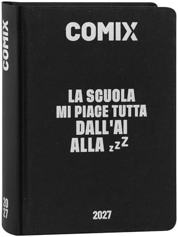 COMIX - Agenda 2027 Giornaliera 16 Mesi, Diario per Scuole Medie e Superiori, con Copertina Rigida, 576 Pagine con Grafiche e Fumetti, Ideale per Ragazzi e Ragazze, Formato Mini 11x15,3 cm