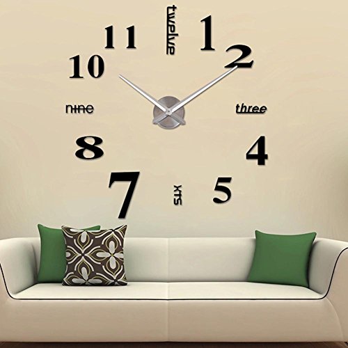 Tenflyer DIY Large Acrylic Mirror Wall Clock 3D Numbers Design Sticker for Living Room Fashion Clock Home Decor Art Gift