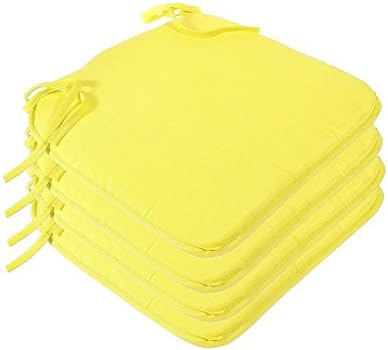 4-piece seat cushion set with ties, for chair cushions or upholstered cushions, Microfibre, yellow, 38x38
