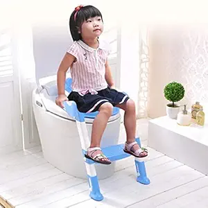 HARIHUB Foldable Potty-Trainer Seat for Toilet Potty Stand with Ladder Step Up Training Stool with Non-Slip Steps Ladder Adjustable Foldable for Boys Girls Toddlers Kids