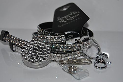 LANYARD QUEEN Custom made SAFETY BREAKAWAY Rhinestone 49cm Lanyard with MATCHING Yo-Yo retractable reel. This product has the longest drop in the UK (Clear Crystal)