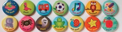 25mm mixed caption reward badges: pack of 20