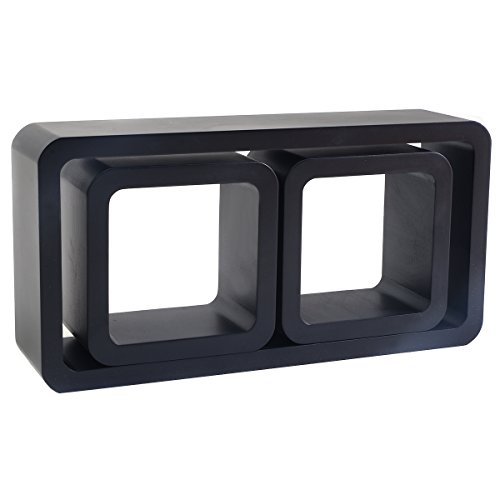 3er Set Wandregal Hängeregal Bücherregal Würfel Cube Lounge CD Regal Retro Wandboard Wandregalsystem (Schwarz) - 5